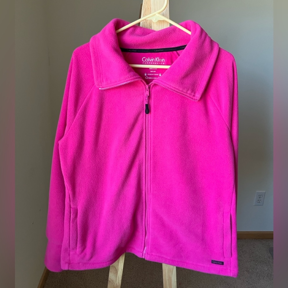 3 for $30 🎁 Calvin Klein Fleece Jacket Vibrant Pink Performance Coat Quick Dry